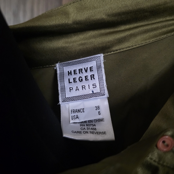 Herve Leger Olive Green Sleeveless Asymmetric Neck Camisole - Picture 4 of 4